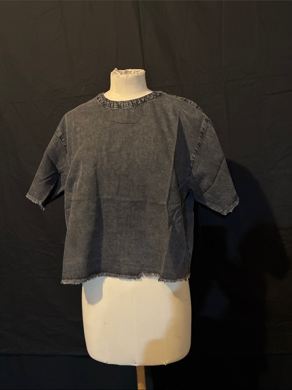 Wildfang Washed Black Cropped Tee Small NWT